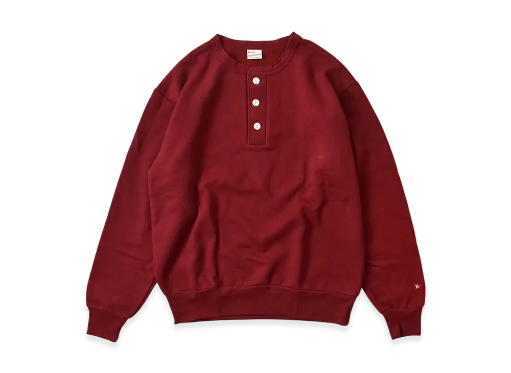HealthKnit Classic Sweatshirt Henley Neck Long Sleeve "Maroon"
