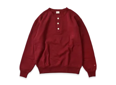 HealthKnit Classic Sweatshirt Henley Neck Long Sleeve "Maroon"