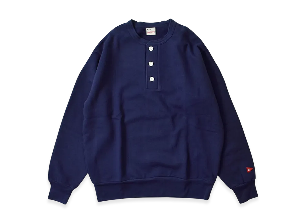 HealthKnit Classic Sweatshirt Henley Neck Long Sleeve "Navy"