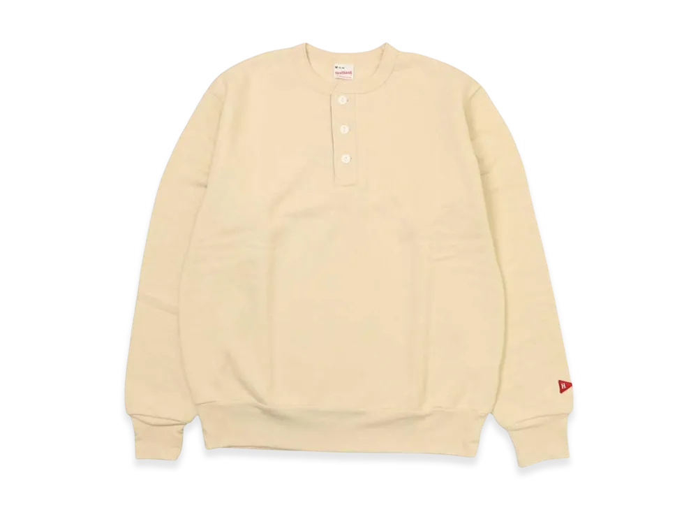 HealthKnit Classic Sweatshirt Henley Neck Long Sleeve "Beige"