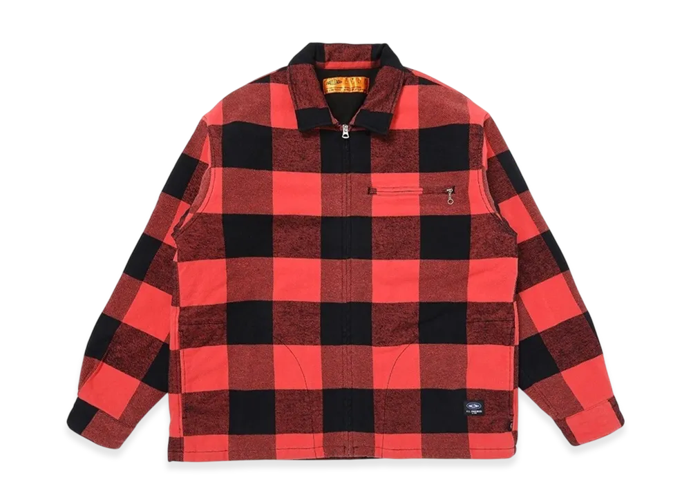 CHALLENGER Lining Zip Up Shirt "Orange/Black"