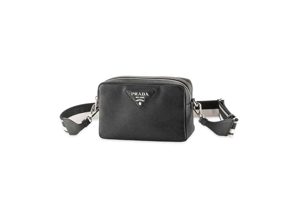 PRADA Vittelo Daino Soft Double Zipper Shoulder Bag "Black"