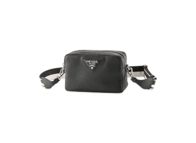 PRADA Vittelo Daino Soft Double Zipper Shoulder Bag "Black"