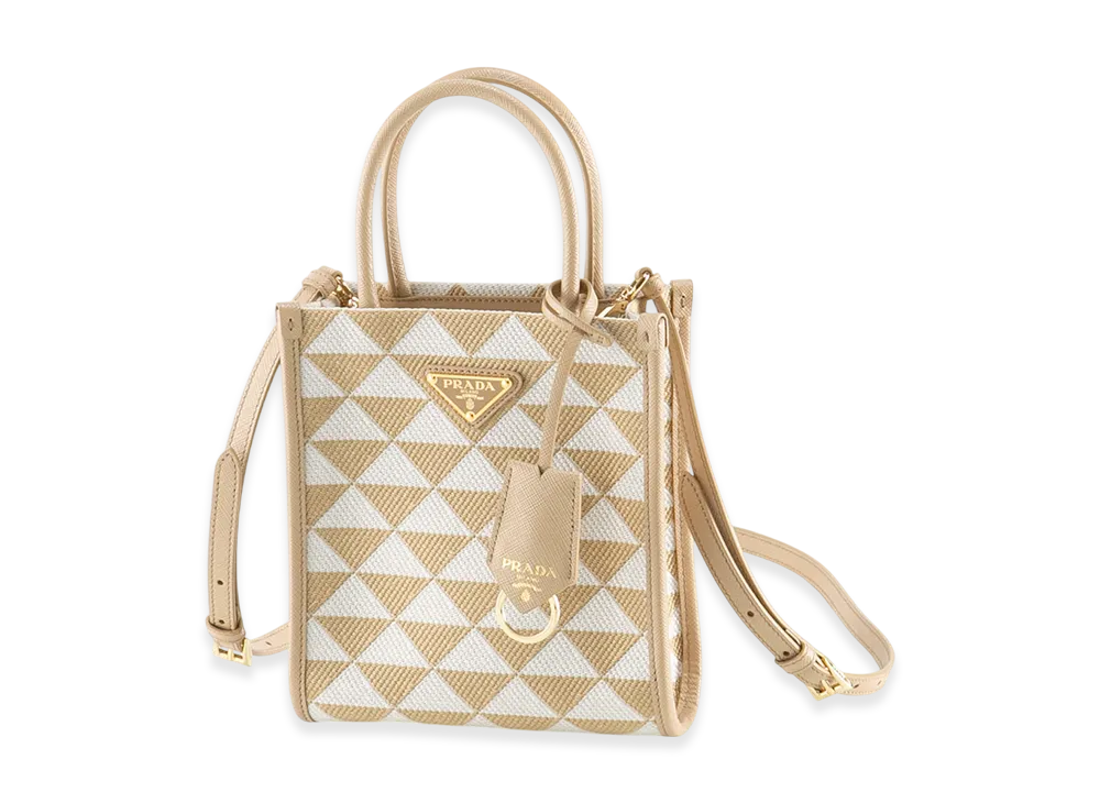 PRADA Triangolo Jacquard Mini Tote "Beige"