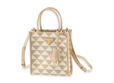 PRADA Triangolo Jacquard Mini Tote "Beige"