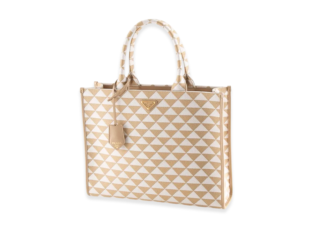 PRADA Triangolo Jacquard LG Tote "Beige"