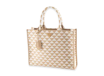 PRADA Triangolo Jacquard LG Tote "Beige"