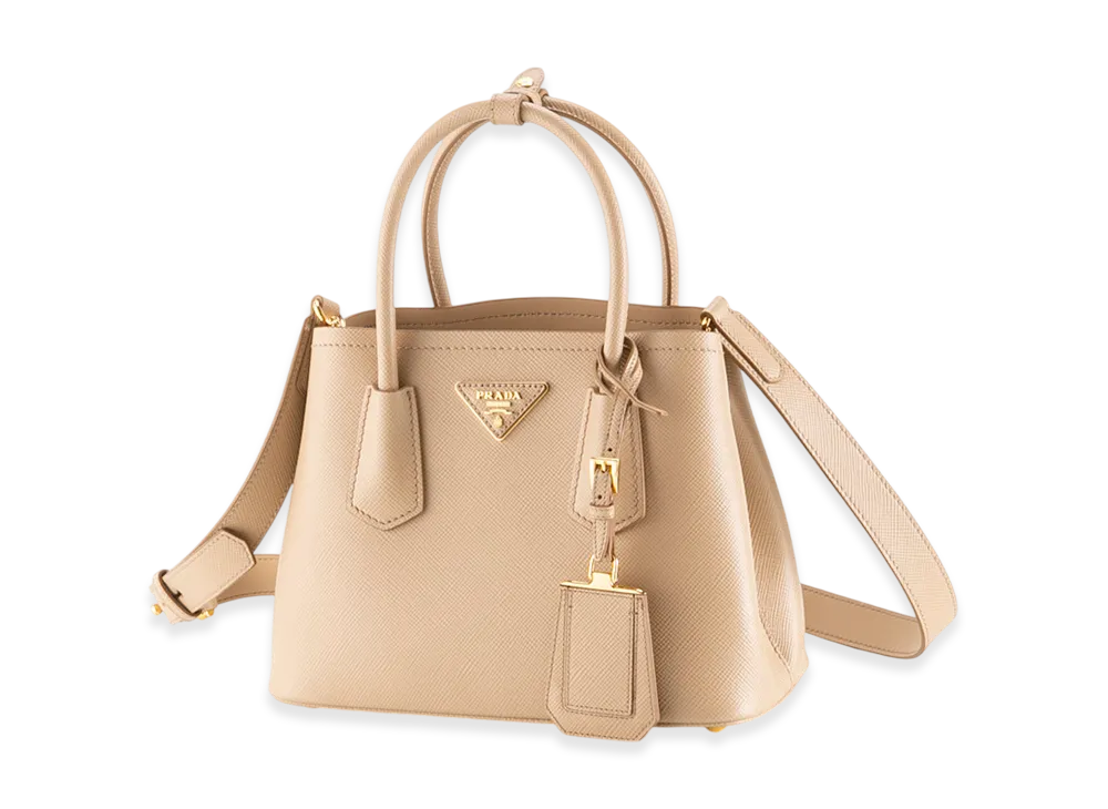 PRADA Saffiano Doubre Mini Bag "Beige"
