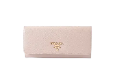 PRADA Saffiano Metal Orof Pass Wallet "Pink/Beige"