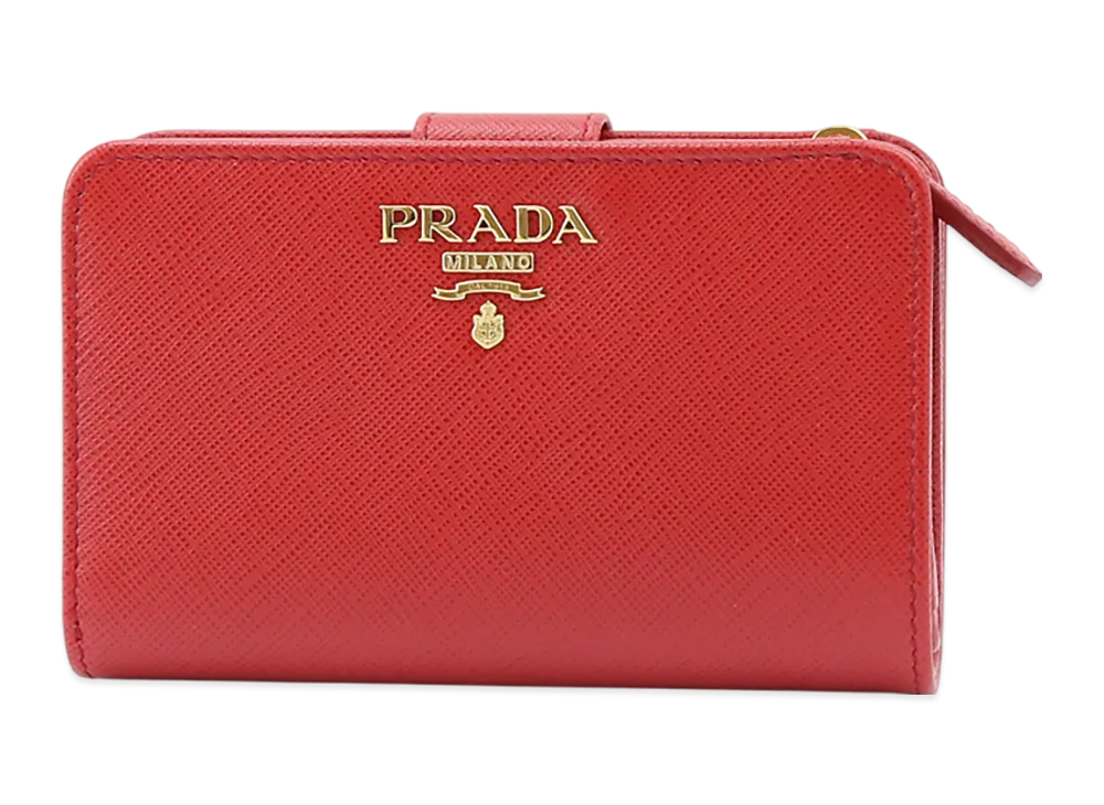 プラダ サフィアーノ メットダイ L字型 ウォレット "レッド"