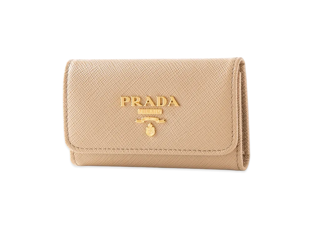 PRADA Saffiano Multicolor 4Key Case "Beige/Gray"