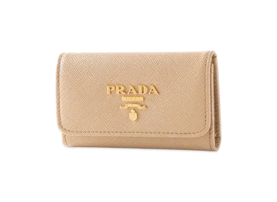 PRADA Saffiano Multicolor 4Key Case "Beige/Gray"