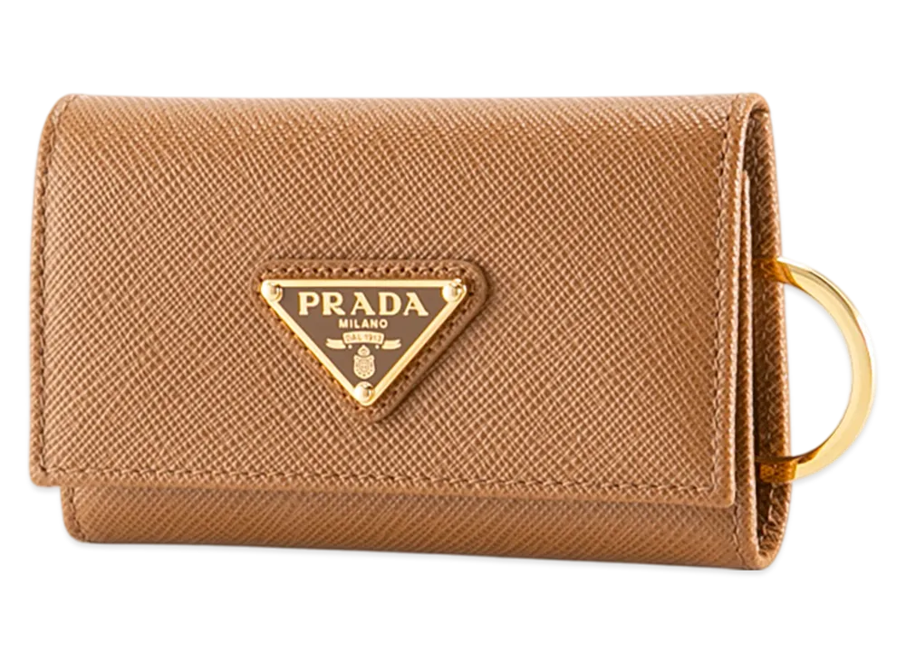 PRADA Saffiano Triangolo 4Key Case "Camel"