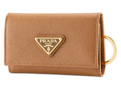 PRADA Saffiano Triangolo 4Key Case "Camel"
