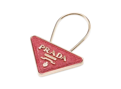 PRADA Saffiano Triangolo Keyring "Red"