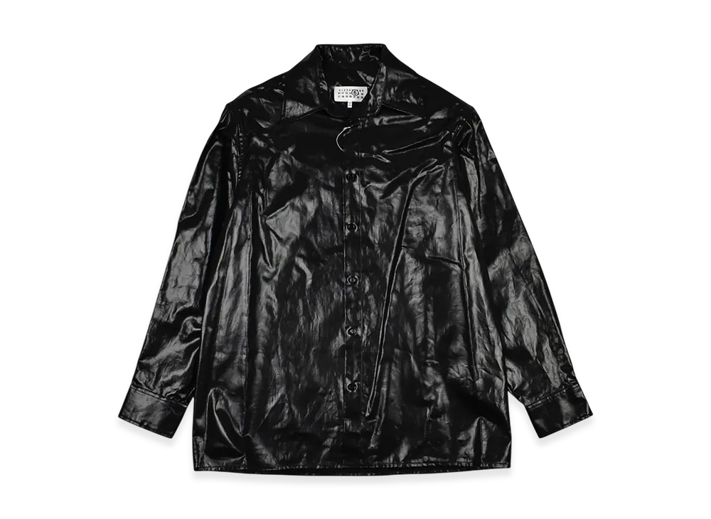 MM6 Maison Margiela Shiny Coated Linen Shirt "Black"