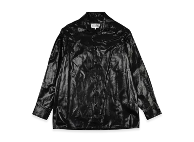 MM6 Maison Margiela Shiny Coated Linen Shirt "Black"