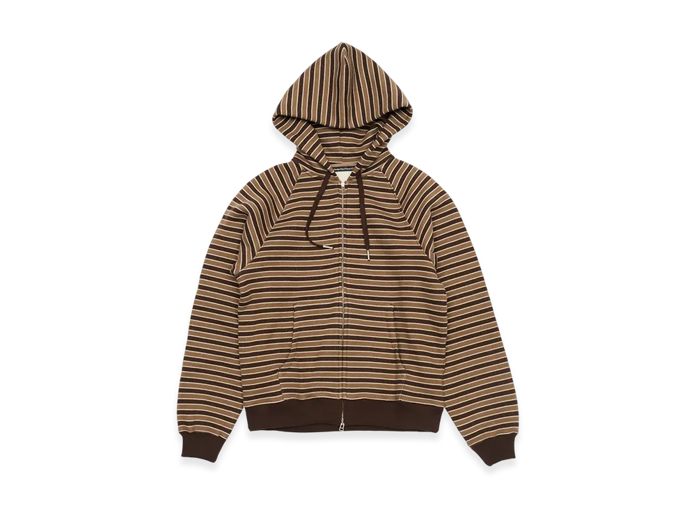 Stockholm Surfbord Club Striped Zip Hoodie "Brown"