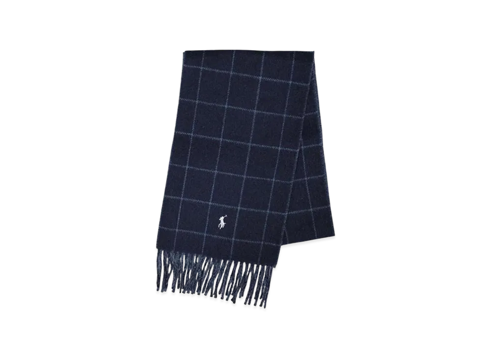 Polo Ralph Lauren Reversible Windowpane Scarf "Classic Navy"