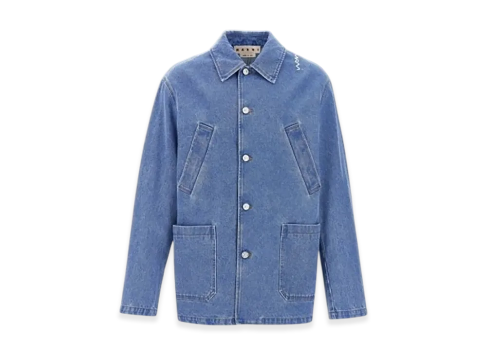MARNI Bleached Coated Organic Denim Cobalt Jacket "Indigo Blue"