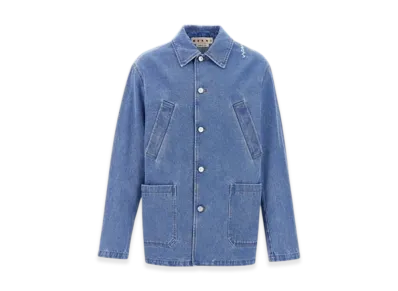 MARNI Bleached Coated Organic Denim Cobalt Jacket "Indigo Blue"