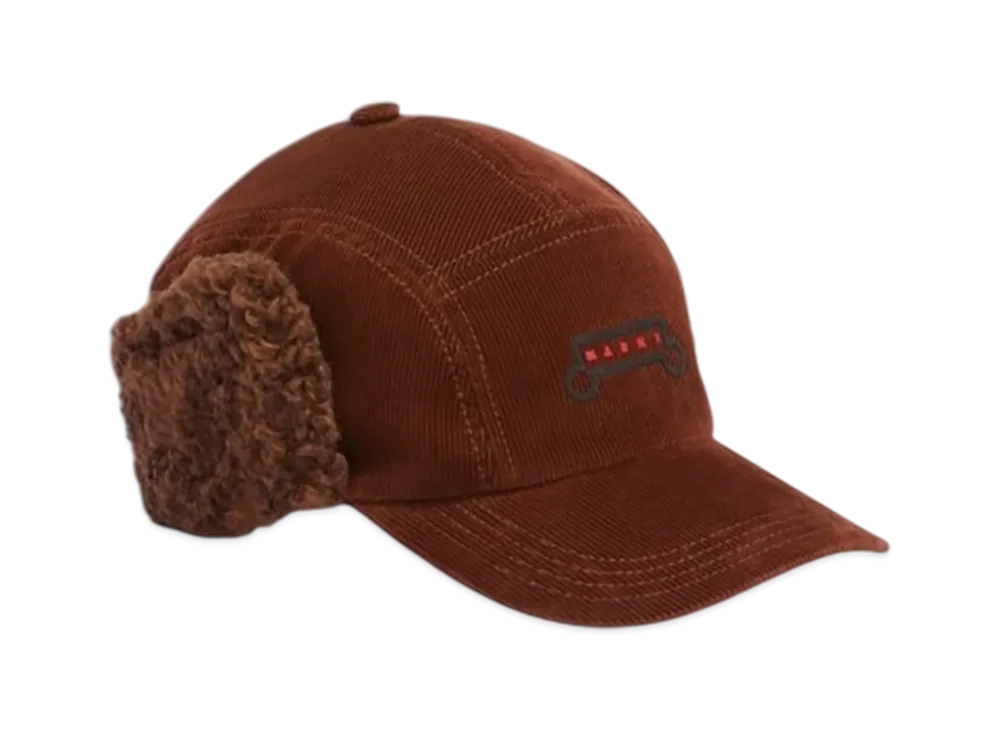 MARNI Corduroy Aviator Baseball Cap "Brown"