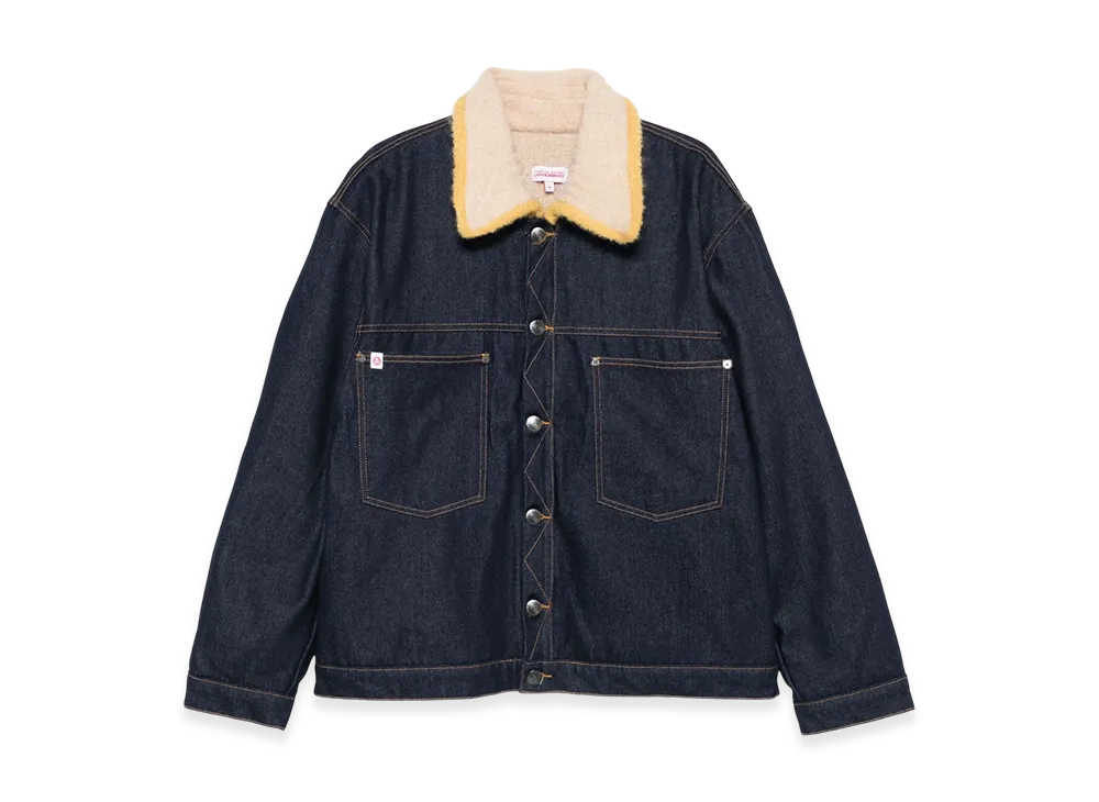 Charles Jeffrey Loverboy Denim Jacket With Knitted Collar "Blue"