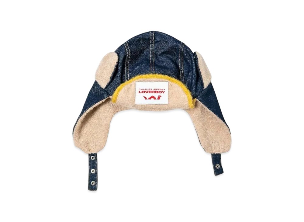 Charles Jeffrey Loverboy Trapper Hat With Knit Patch "Blue"