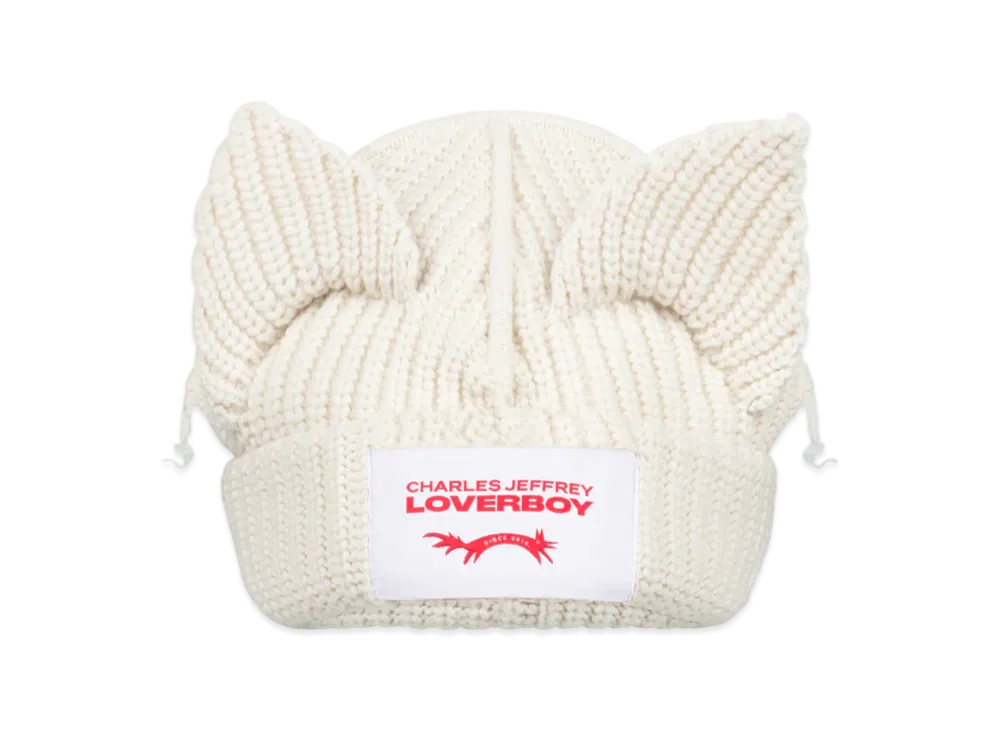Charles Jeffrey Loverboy Alpaca Chunky Ears Beanie "White"