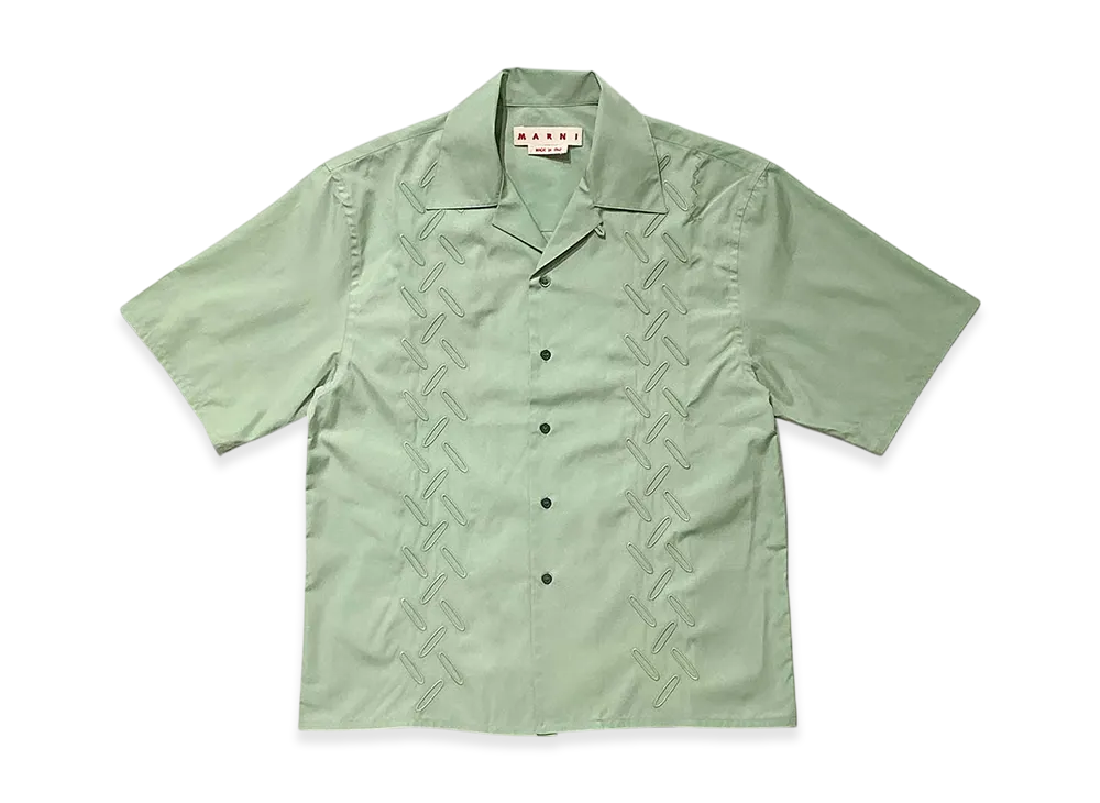 MARNI Short Sleeve Pattern Cotton Shirt "Green"