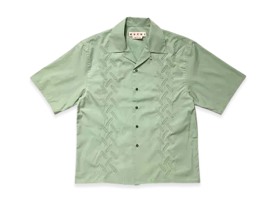 MARNI Short Sleeve Pattern Cotton Shirt "Green"