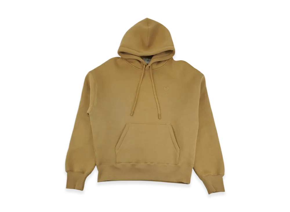 AMI PARIS De Coeur Embossed Logo Hoodie "Camel"