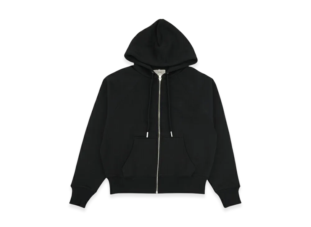 AMI PARIS De Coeur Embossed Logo Zip Hoodie "Black"