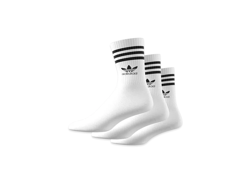 adidas Mid-Cut Crew Socks 3P "White/Black"
