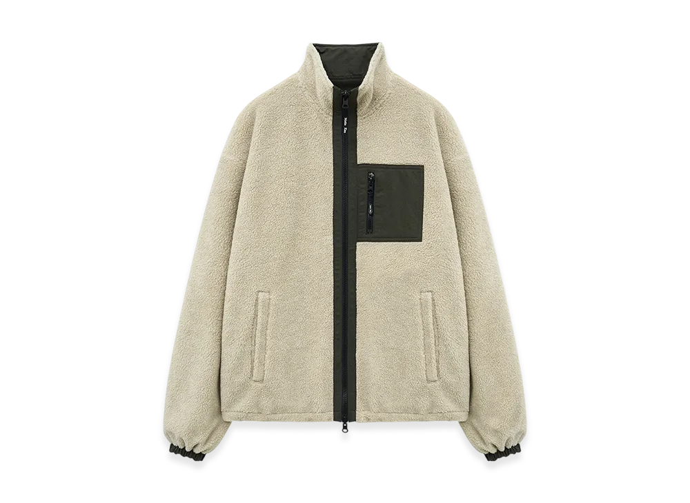 Matin Kim Reversible Sherpa Zip Up "Light Beige"