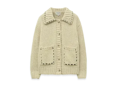 Matin Kim Women's Handmade Collar Knit Cardigan "Butter"