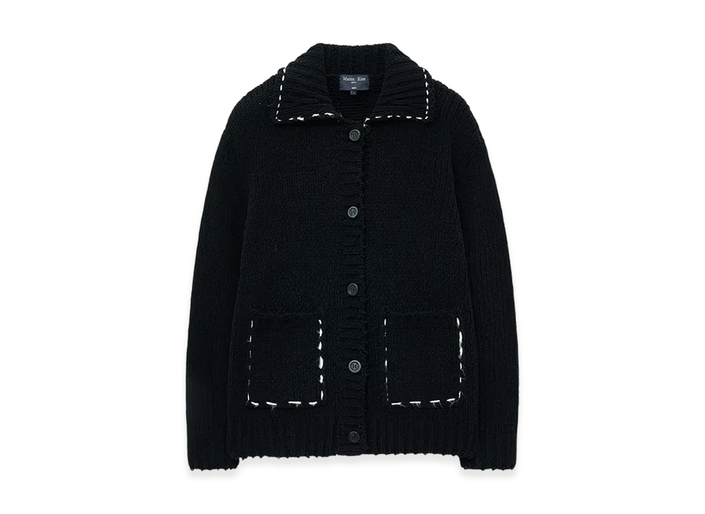 Matin Kim Women's Handmade Collar Knit Cardigan "Black"
