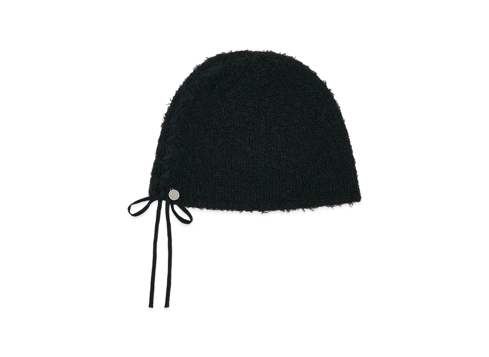 Matin Kim Ribbon Tie Knit Beanie "Black"