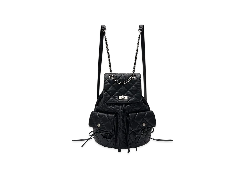 Matin Kim Double Pocket Quilting Backpack "Black"