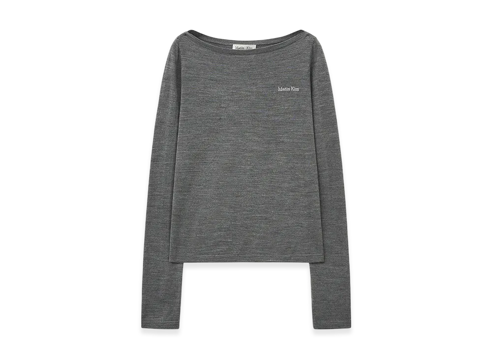 Matin Kim Essential Boat Neck Knit Top "Grey"