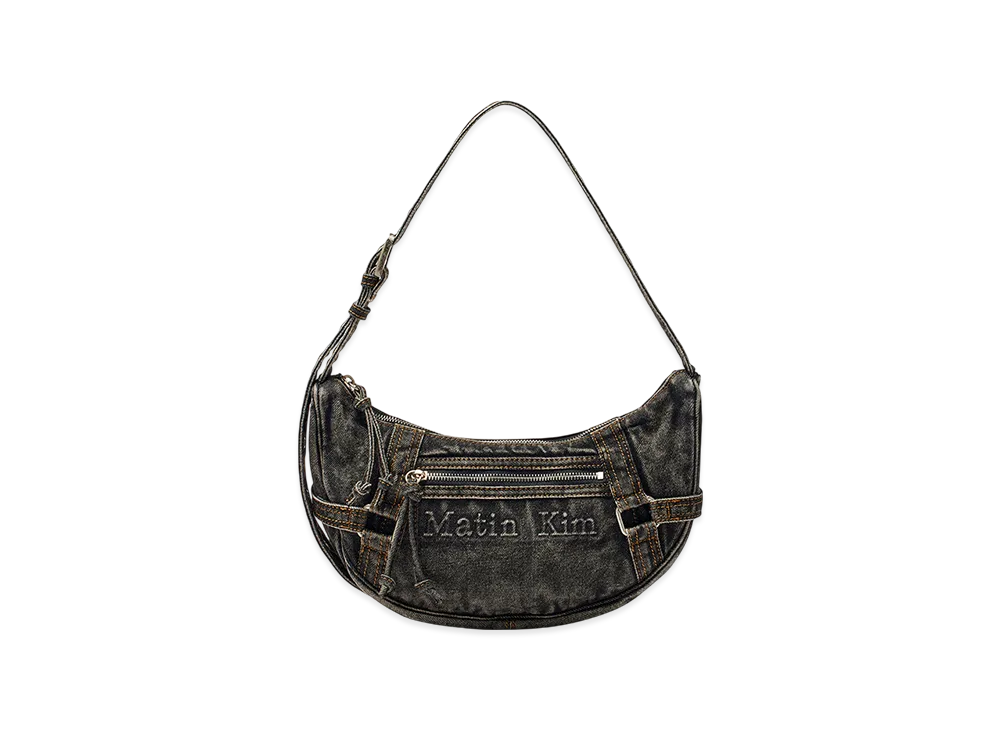 Matin Kim Matin Washed Denim Mini Hobo Bag "Black"