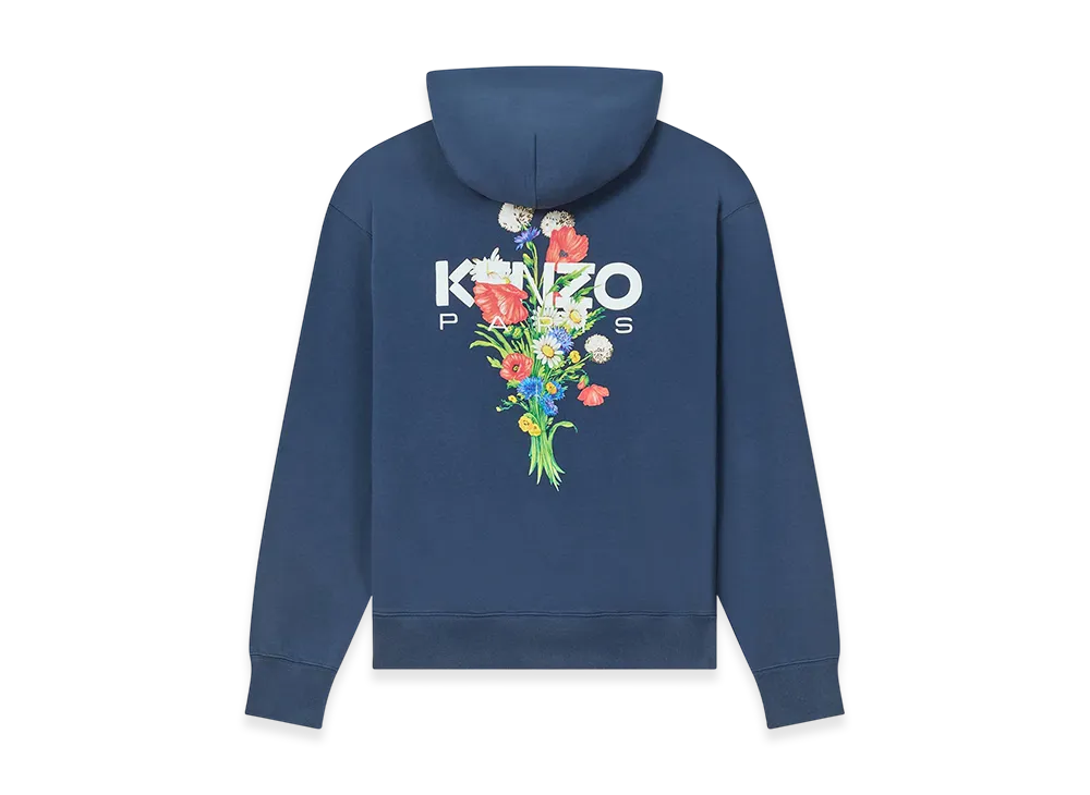 KENZO Logo Print Zip-Up Hoodie "Blue"