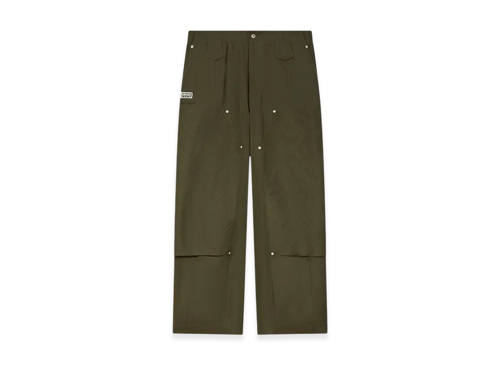 KENZO Weave Double Knee Pants In Cotton "Dark Khaki"