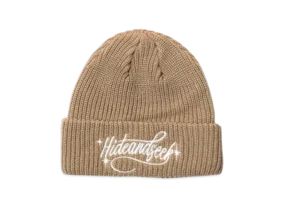 Hide and Seek Cursive Logo Knit Cap "Beige"