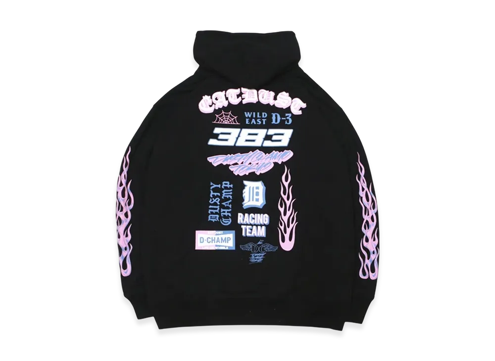 Hide and Seek Dustychamp Flame Hooded Sweat Shirt "Black"