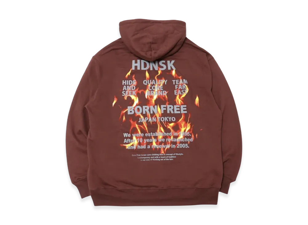 Hide and Seek Flame Hooded Sweat Shirt "Brown"