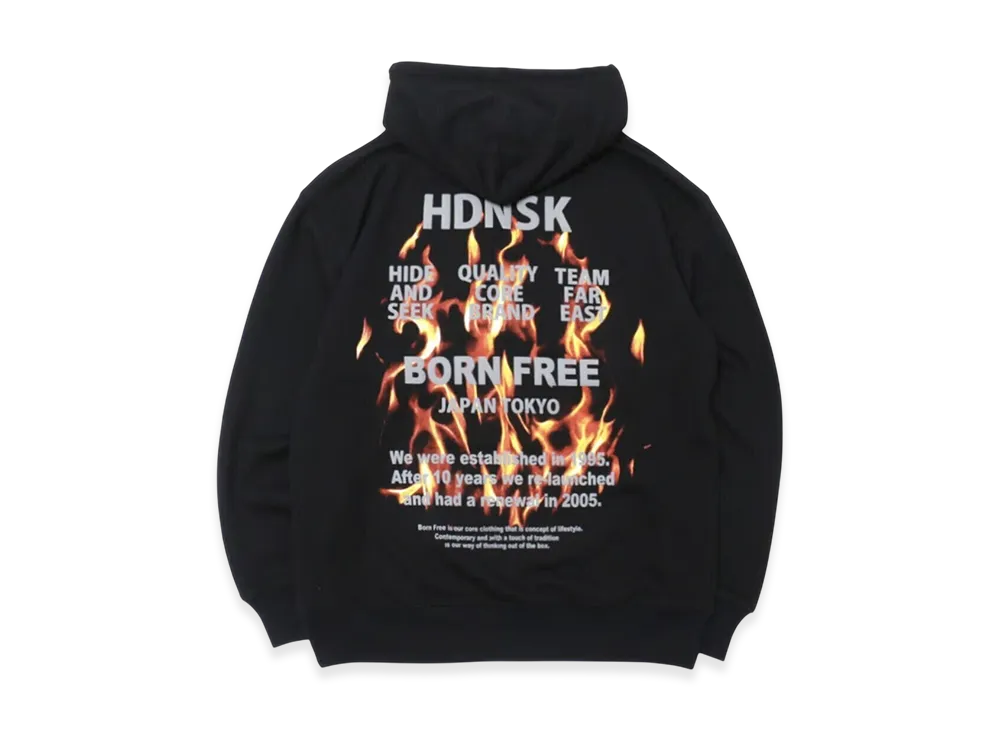 Hide and Seek Flame Hooded Sweat Shirt "Black"