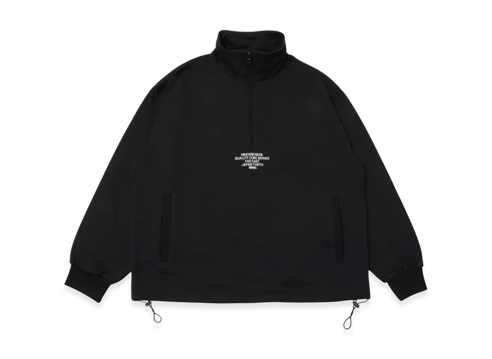 Hide and Seek Half Zip Sweat Shirt "Black"