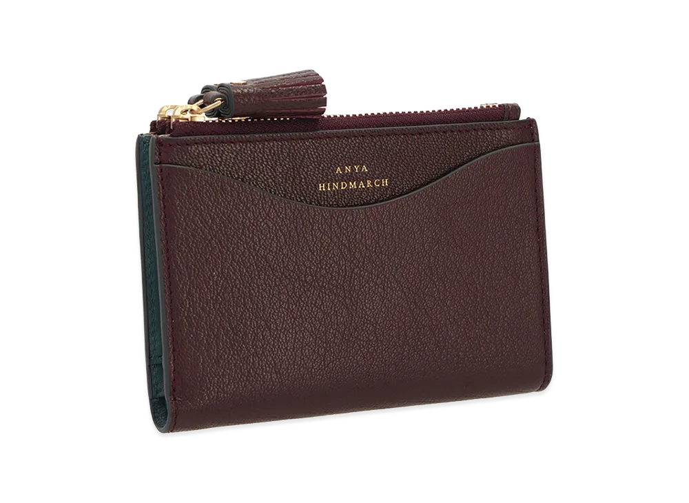 Anya Hindmarch Small Double Zip Wallet Peeping Eyes "Burbundy"