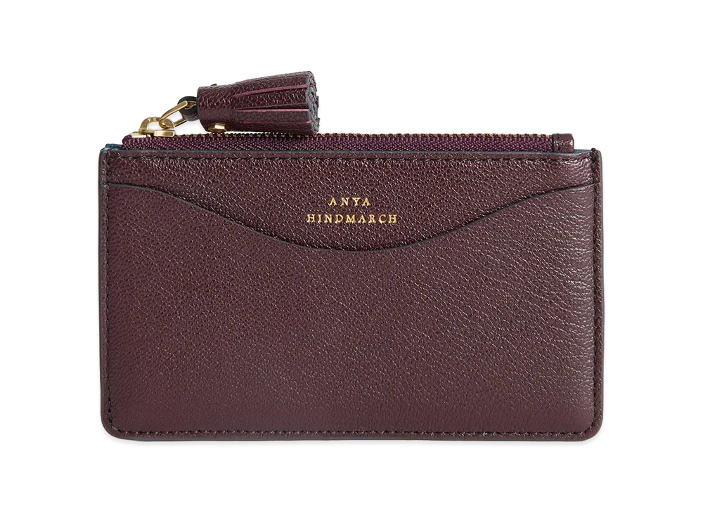 Anya Hindmarch Peeping Eyes Zipped Card Case "Burbundy"